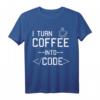 Lustiges Developer T-Shirt mit Spruch 'I turn Coffee into Code'  Perfektes Geschenk für Software Entwickler, Programmierer, Nerds und IT-Profis
