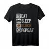 Eat Sleep Block Repeat Football Offensive Lineman T-Shirt  Klassisches Sportshirt für Football Center, Guard & Tackle, Perfektes Geschenk für Footballspieler
