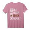 Eat Sleep Block Repeat Football Offensive Lineman T-Shirt  Klassisches Sportshirt für Football Center, Guard & Tackle, Perfektes Geschenk für Footballspieler