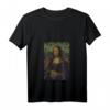 Damen La Gioconda - Mosaik Mona Lisa Pixel Art T-Shirt mit V-Ausschnitt  Perfekt für Kunstliebhaberinnen und Kunststudierende