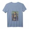 Damen La Gioconda - Mosaik Mona Lisa Pixel Art T-Shirt mit V-Ausschnitt  Perfekt für Kunstliebhaberinnen und Kunststudierende