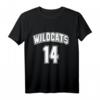 Wildcats 14 Jersey T-Shirt in Rot mit Weiß - Klassisches Wildcats Fanshirt für Fans und Supporter
