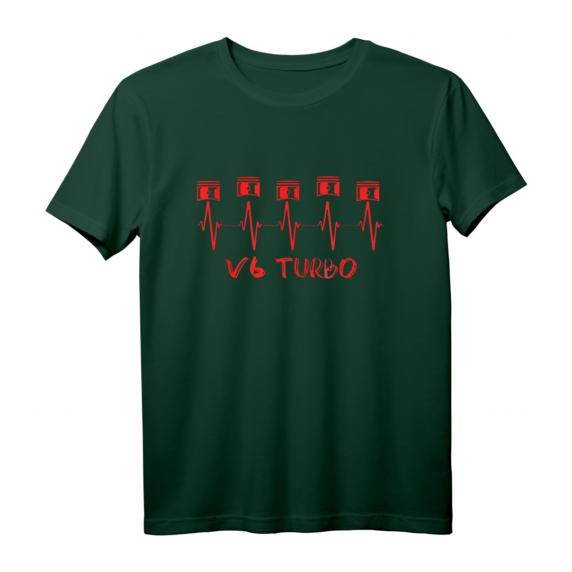 V6 Turbo Hubraum Turbolader Rennfahrer Herzschlag Geschenk T-Shirt  Perfektes Motorsport- und Autoliebhaber Geschenk für Geburtstage & Weihnachten