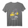 Kinder Bagger T-Shirt mit personalisiertem Namen Luca - Perfektes Geburtstagsgeschenk für Bagger- und Baustellenfans