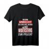 Damen Wenn Unrecht zu Recht wird, wird Widerstand zur Pflicht - Politisches V-Ausschnitt T-Shirt mit Zitat von Brecht, ideal als Protest- und Geschenks-Shirt