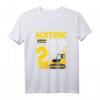 Kinder Achtung ich bin jetzt 2 Baustellenfahrzeug Minibagger T-Shirt  Perfektes Geschenk zum 2. Geburtstag für kleine Bauarbeiter und Baggerliebhaber