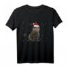 Otter Weihnachten Deko - Lustiges Fischotter T-Shirt mit Weihnachtsmütze und Lichterkette, ideales Geschenk für Tierfreunde & Wasser Tier Fans