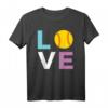 Softball Geschenk für Frauen - Damen T-Shirt mit LOVE Design für Spielerinnen, Fans & Teams, perfekt zu Weihnachten