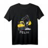 Kinder Bagger T-Shirt mit personalisiertem Vornamen Felix  Perfektes Geburtstagsgeschenk für Jungen, die Baustellen und Baumaschinen lieben
