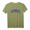Luxembourg Varsity Style Navy Blue Text T-Shirt  Klassisch geschnitten, doppelt genähter Saum, ideal für Luxemburg-Fans