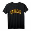 Caracas Venezuela Varsity Style T-Shirt mit Gelbem Text und Roter Outline  Legendäres Stadtmotiv