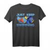 HapBunny Pixar Finding Dory T-Shirt - Offiziell Lizenz, Wasserfarben-Design mit 'Just Keep Swimming' Text