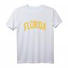 Florida Arched Amber Text T-Shirt  Klassisch geschnitten, doppelt genähter Saum, perfekt für Urlaub und Freizeit
