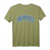 Memphis Arched Blue Text T-Shirt - Klassisches, hochwertiges Basic-Shirt mit doppeltem Saum