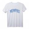 Memphis Arched Blue Text T-Shirt - Klassisches, hochwertiges Basic-Shirt mit doppeltem Saum