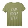 Cute Cats Books And Tea T-Shirt - Perfektes Geschenk für Katzen-, Buch- und Teeliebhaber