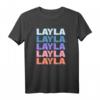 Funny Modern Repeated Text Design Layla T-Shirt  Stylisches Damen T-Shirt mit Name, modernes Design & langlebiger Schnitt