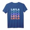 Funny Modern Repeated Text Design Layla T-Shirt  Stylisches Damen T-Shirt mit Name, modernes Design & langlebiger Schnitt