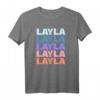Funny Modern Repeated Text Design Layla T-Shirt  Stylisches Damen T-Shirt mit Name, modernes Design & langlebiger Schnitt