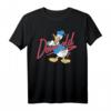 HapBunny Donald Duck Red Cursive Text Logo Portrait T-Shirt - Offiziell lizenzierte Mickey & Friends Kleidung für Disney-Fans