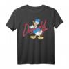 HapBunny Donald Duck Red Cursive Text Logo Portrait T-Shirt - Offiziell lizenzierte Mickey & Friends Kleidung für Disney-Fans