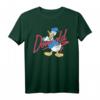 HapBunny Donald Duck Red Cursive Text Logo Portrait T-Shirt - Offiziell lizenzierte Mickey & Friends Kleidung für Disney-Fans