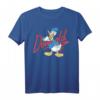 HapBunny Donald Duck Red Cursive Text Logo Portrait T-Shirt - Offiziell lizenzierte Mickey & Friends Kleidung für Disney-Fans